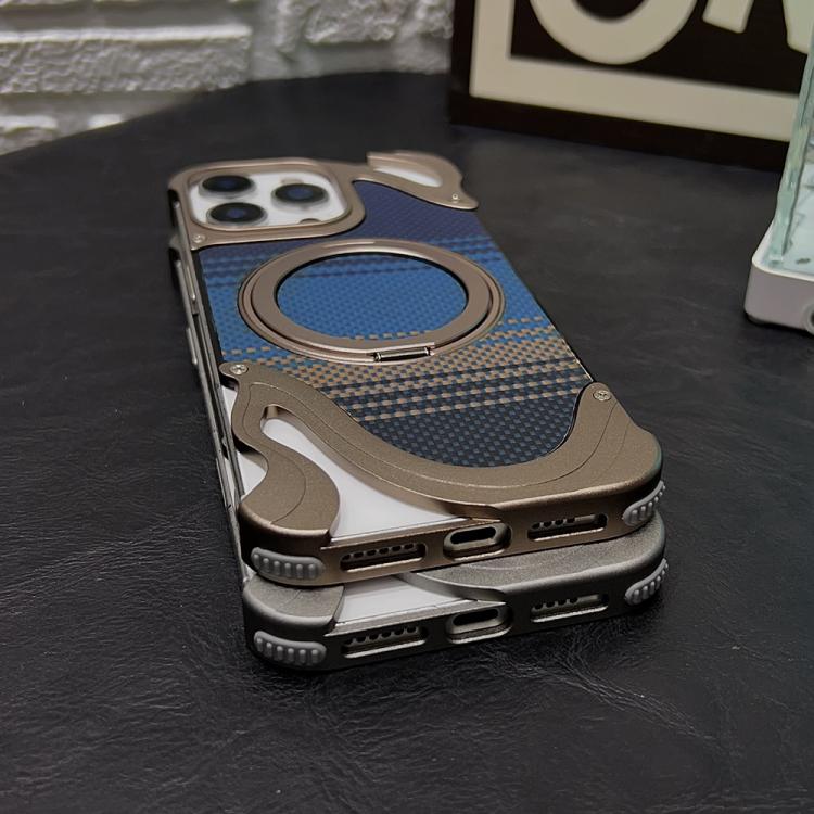 For iPhone 16 Pro Max Metal Frameless 360 Degree Rotation Holder MagSafe Phone Case(Titanium Color) - free shipping - PMC TechLife - Order now!