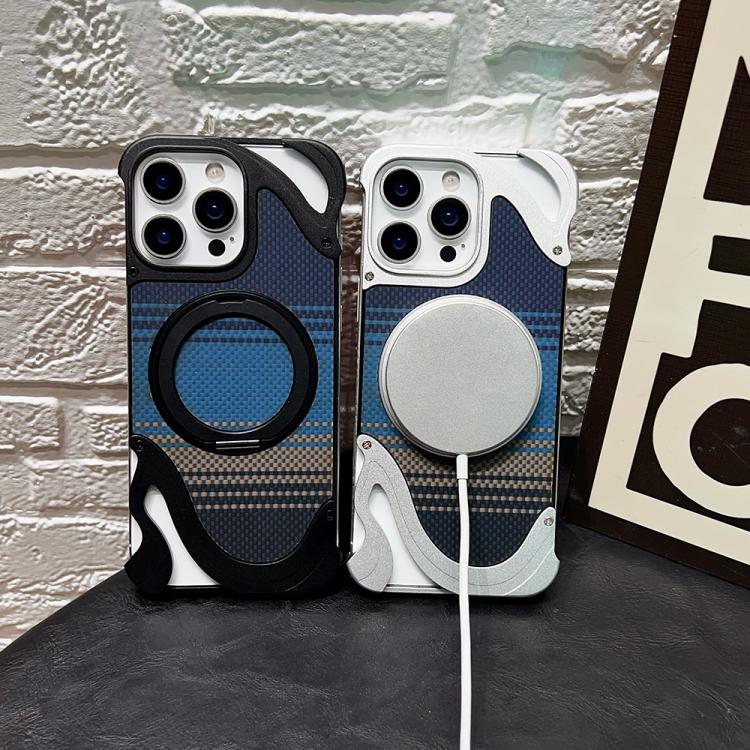 For iPhone 15 Pro Metal Frameless 360 Degree Rotation Holder MagSafe Phone Case(Black) - free shipping - PMC TechLife - Order now!