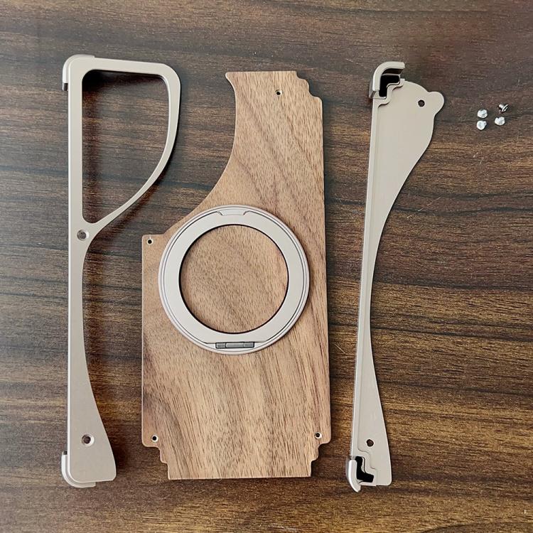 For Samsung Galaxy S24 Ultra 5G Walnut Metal Frameless 360 Degree Rotation Holder MagSafe Phone Case(Titanium Color) - free shipping - PMC TechLife - Order now!