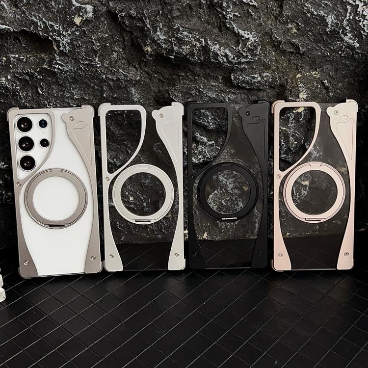 For Samsung Galaxy S25 Ultra 5G Metal Frameless 360 Degree Rotation Holder MagSafe Transparent Phone Case(Titanium Color) - free shipping - PMC TechLife - Order now!