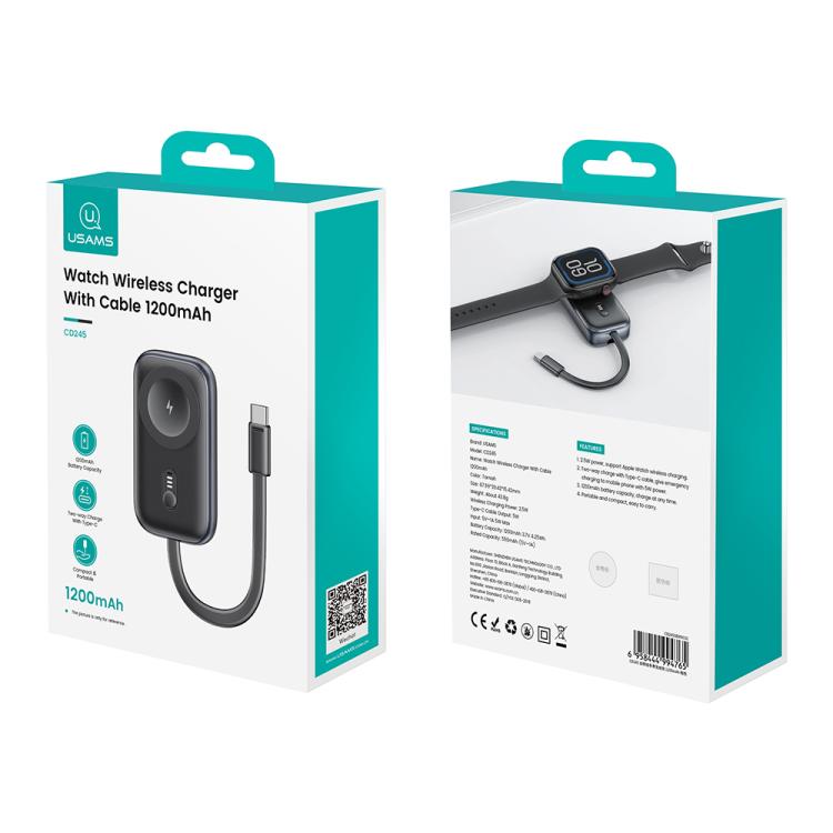 For Apple Watch Series USAMS CD245 1200mAh Portable Watch Wireless Charger with Cable(Desert Gold) - free shipping - PMC TechLife - Order now!