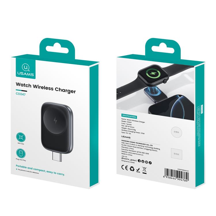 For Apple Watch Series USAMS CD247 USB-C / Type-C Plug Portable Watch Wireless Charger(Metal Gray) - free shipping - PMC TechLife - Order now!
