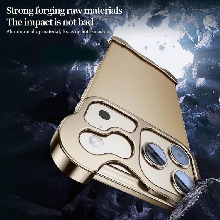 For iPhone 17 Pro Max Frameless Metal Corner Pad Phone Case with Lens Film(Gold) - free shipping - PMC TechLife - Order now!