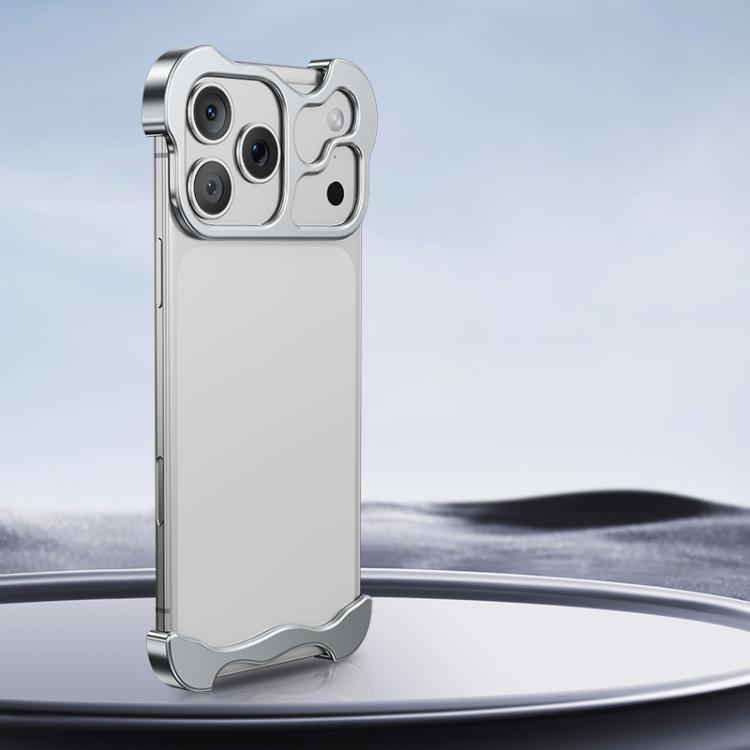 For iPhone 17 Pro Frameless Metal Corner Pad Phone Case with Lens Film(Silver) - free shipping - PMC TechLife - Order now!