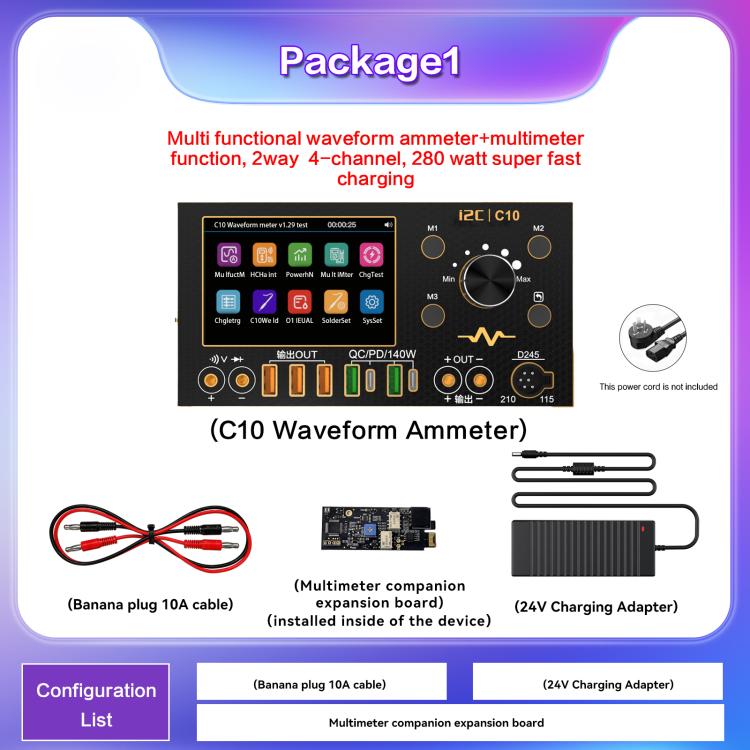 i2C C10 Ultra-high Precision Digital Waveform Ammeter with Charge Detection / Voltage Measurement, Model:Set 1 - free shipping - PMC TechLife - Order now!
