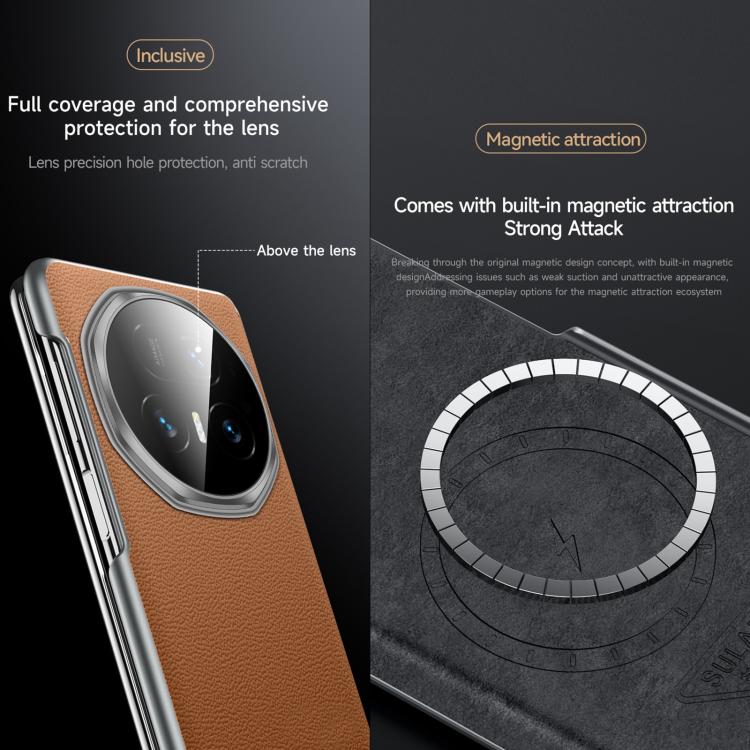 For Honor Magic V5 SULADA Frameless Top Layer Cowhide Leather PC Phone Case(Brown) - free shipping - PMC TechLife - Order now!