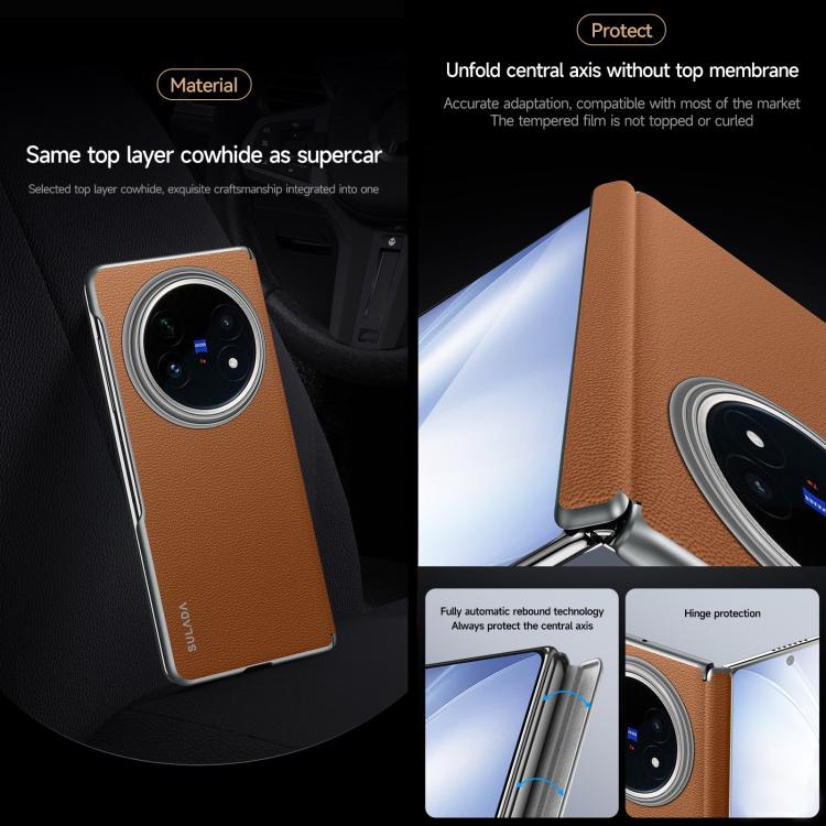 For vivo X Fold5 SULADA Frameless Top Layer Cowhide Leather PC Phone Case(Blue) - free shipping - PMC TechLife - Order now!