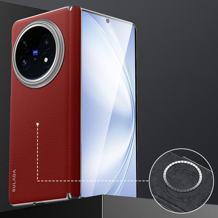 For vivo X Fold5 SULADA Frameless Top Layer Cowhide Leather PC Phone Case(Red) - free shipping - PMC TechLife - Order now!