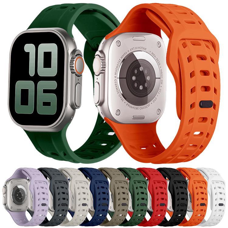 For Apple Watch 46mm / 49mm / 45mm / 44mm Shark Texture Holes Silicone Watch Band(Alfalfa) - free shipping - PMC TechLife - Order now!