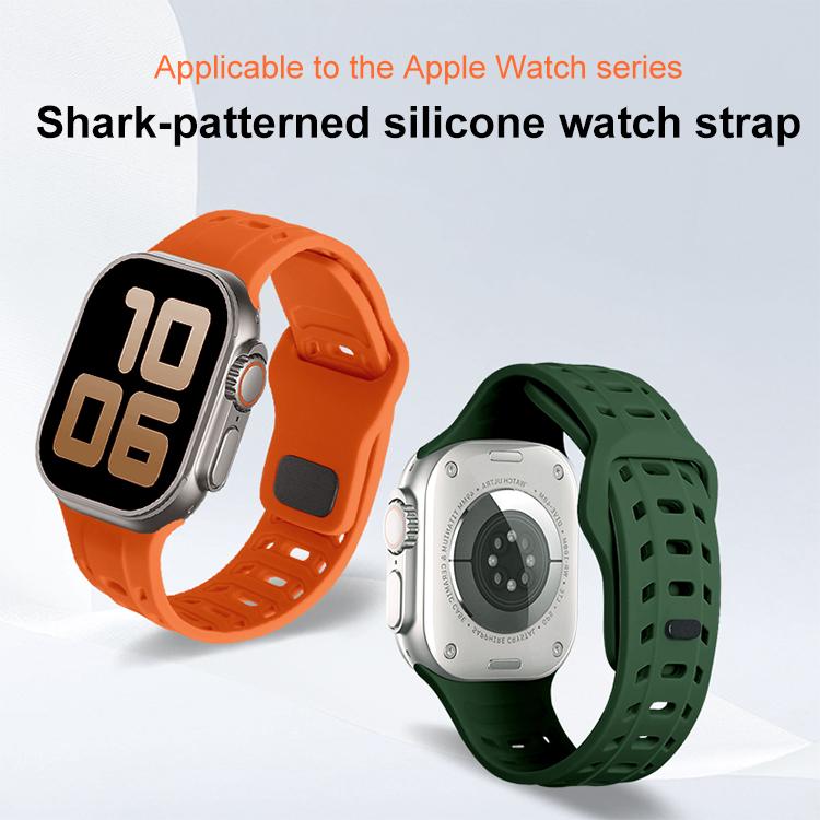 For Apple Watch 46mm / 49mm / 45mm / 44mm Shark Texture Holes Silicone Watch Band(Alfalfa) - free shipping - PMC TechLife - Order now!