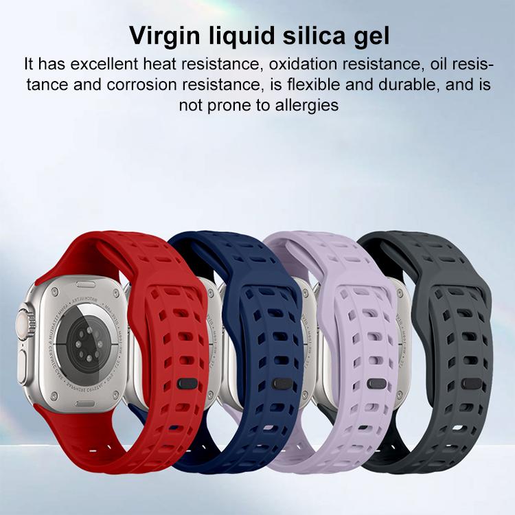 For Apple Watch 46mm / 49mm / 45mm / 44mm Shark Texture Holes Silicone Watch Band(Midnight Blue) - free shipping - PMC TechLife - Order now!
