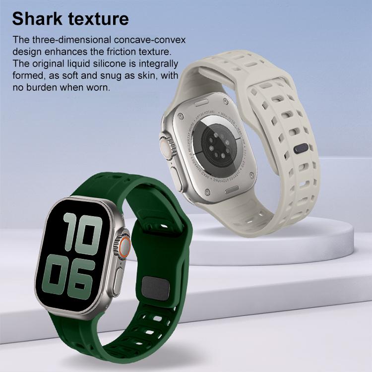 For Apple Watch 46mm / 49mm / 45mm / 44mm Shark Texture Holes Silicone Watch Band(Alfalfa) - free shipping - PMC TechLife - Order now!