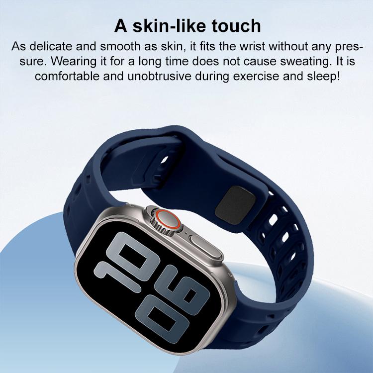 For Apple Watch 46mm / 49mm / 45mm / 44mm Shark Texture Holes Silicone Watch Band(Stone) - free shipping - PMC TechLife - Order now!