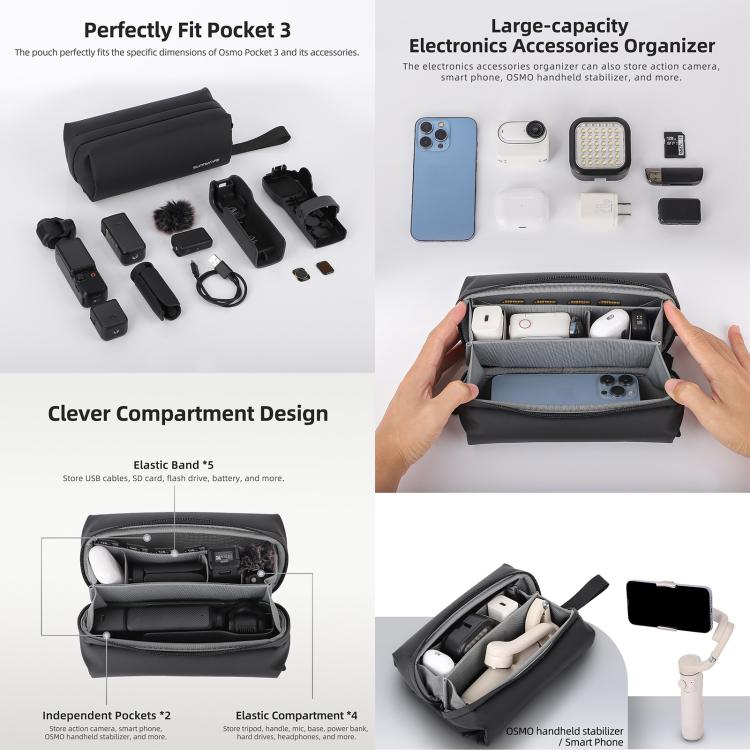 For DJI OSMO Pocket 3 Sunnylife Carrying Handbag Storage Shoulder Bag Combo Bags Mini Travel Daily Pouch(Pink) - free shipping - PMC TechLife - Order now!