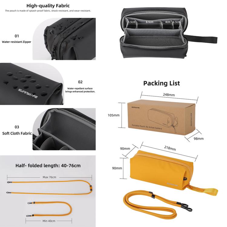 For DJI OSMO Pocket 3 Sunnylife Carrying Handbag Storage Shoulder Bag Combo Bags Mini Travel Daily Pouch(Black) - free shipping - PMC TechLife - Order now!