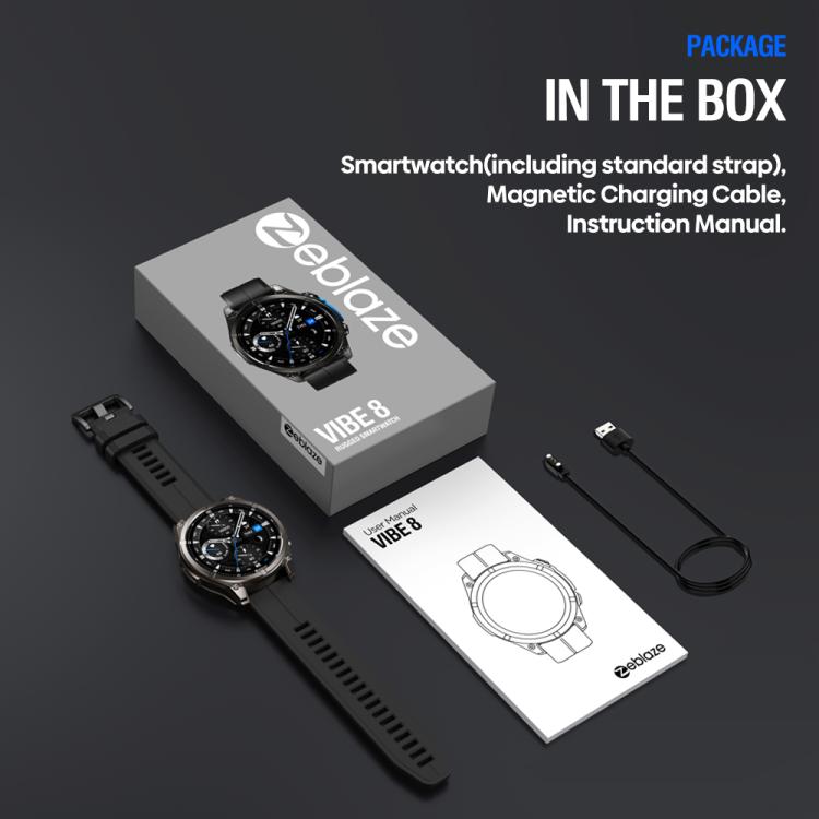 Zeblaze Vibe 8 Rugged Outdoor Smart Watch 1.43 inch Screen 5 ATM & IP69K Built-in Flashlight(Black) - free shipping - PMC TechLife - Order now!