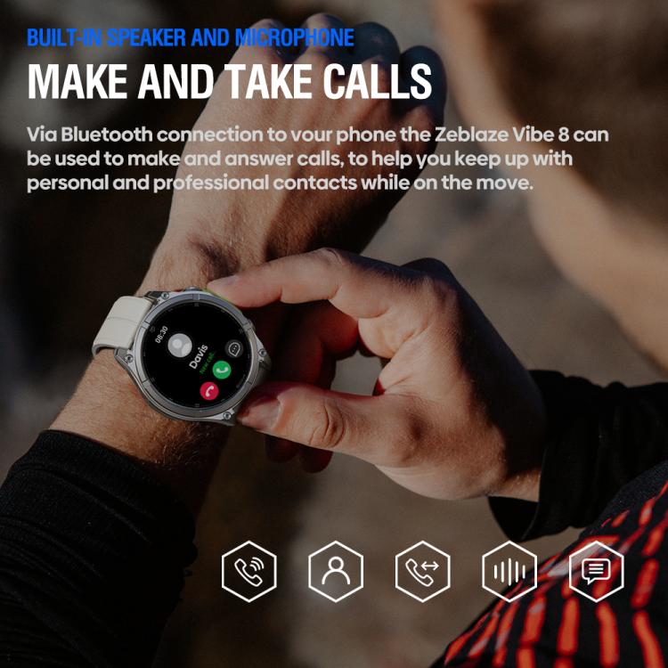 Zeblaze Vibe 8 Rugged Outdoor Smart Watch 1.43 inch Screen 5 ATM & IP69K Built-in Flashlight(Black) - free shipping - PMC TechLife - Order now!