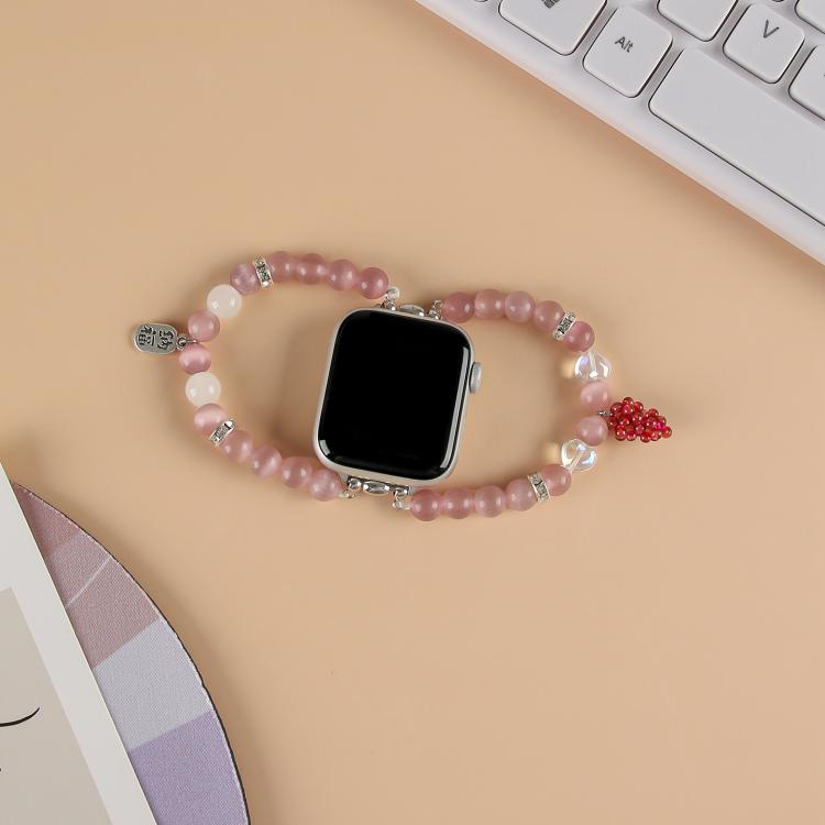 For Apple Watch 46mm / 49mm / 45mm / 44mm Cat Eyes Stone Beads Bracelet Watch Band(Grape Purple) - free shipping - PMC TechLife - Order now!