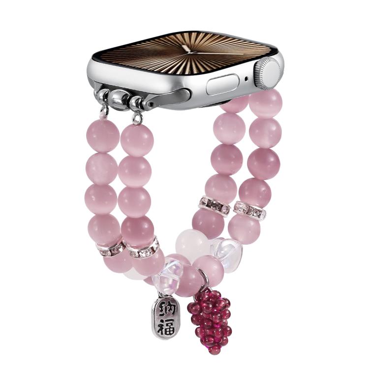 For Apple Watch 42mm / 41mm / 40mm / 38mm Cat Eyes Stone Beads Bracelet Watch Band(Grape Purple) - free shipping - PMC TechLife - Order now!