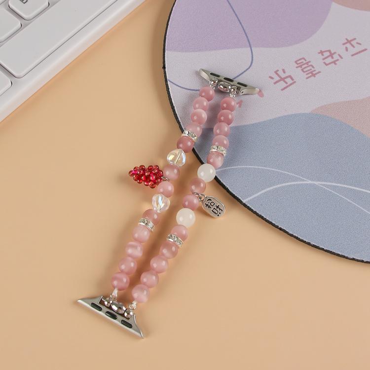 For Apple Watch 42mm / 41mm / 40mm / 38mm Cat Eyes Stone Beads Bracelet Watch Band(Grape Purple) - free shipping - PMC TechLife - Order now!