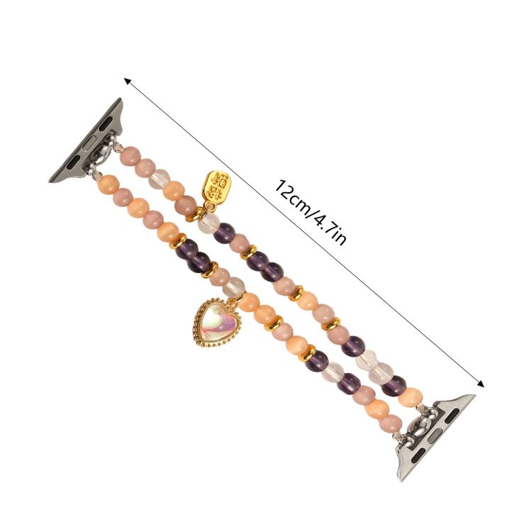 For Apple Watch 42mm / 41mm / 40mm / 38mm Cat Eyes Stone Beads Bracelet Watch Band(Heart Yellow) - free shipping - PMC TechLife - Order now!
