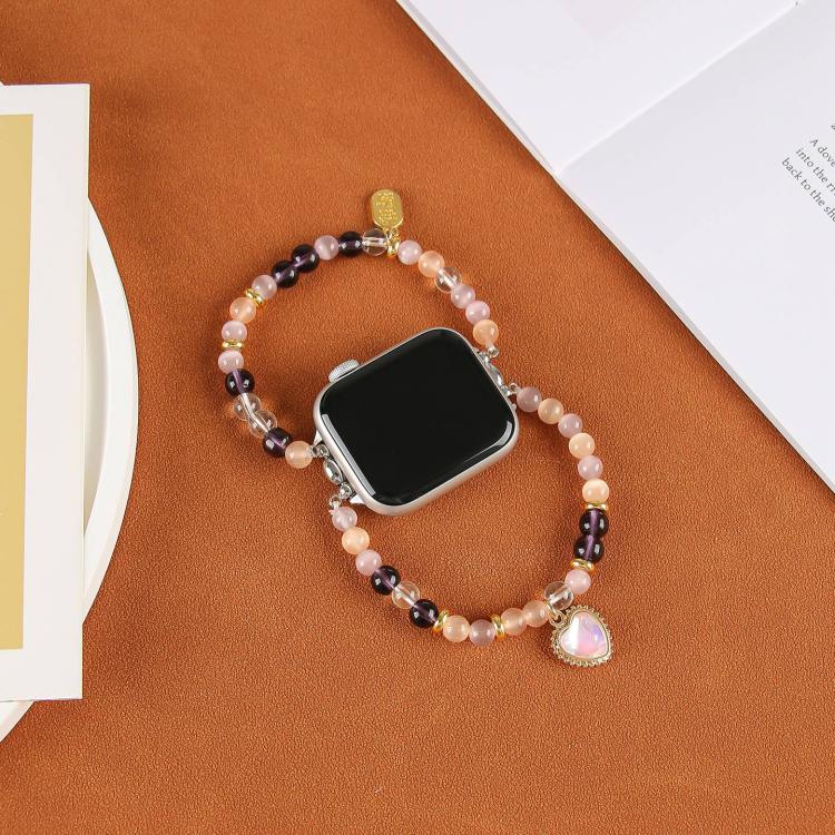 For Apple Watch 42mm / 41mm / 40mm / 38mm Cat Eyes Stone Beads Bracelet Watch Band(Heart Yellow) - free shipping - PMC TechLife - Order now!