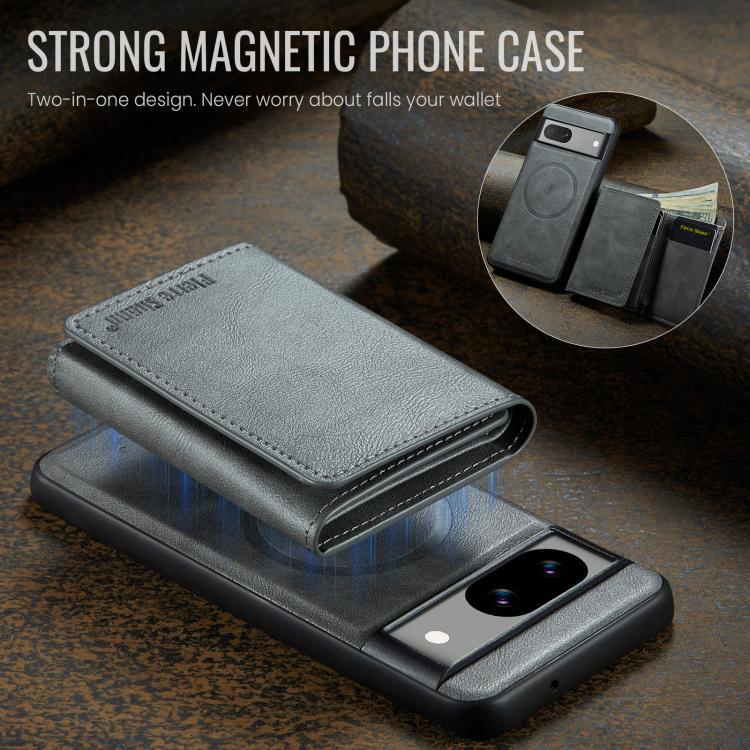 For Google Pixel 7 Fierre Shann 2 in 1 Holder RFID Card Slot Wallet MagSafe Phone Case(Grey) - free shipping - PMC TechLife - Order now!