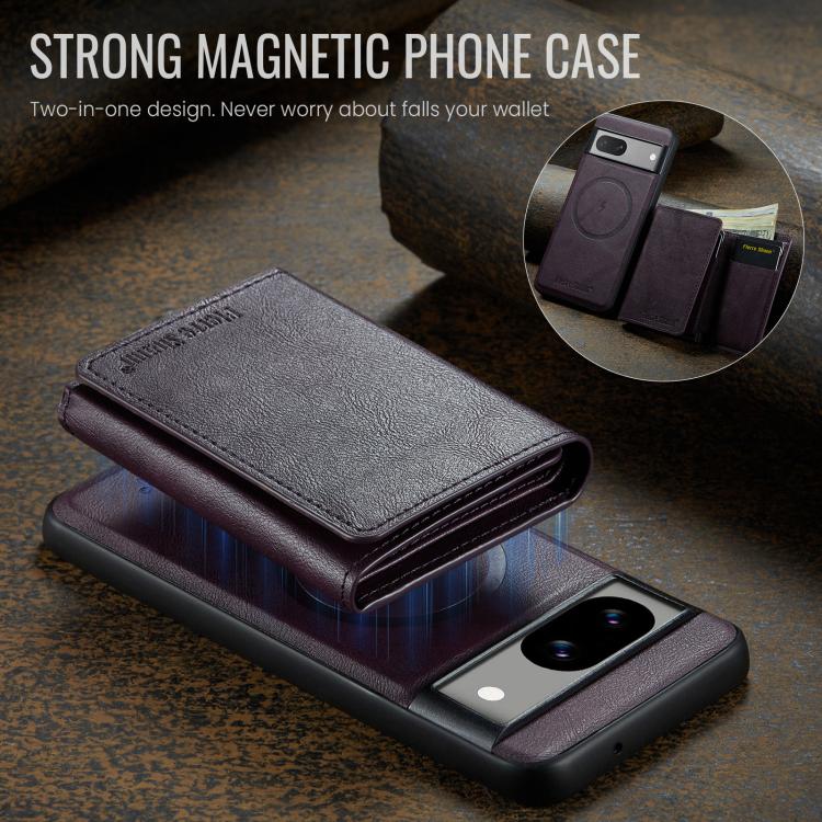 For Google Pixel 7 Fierre Shann 2 in 1 Holder RFID Card Slot Wallet MagSafe Phone Case(Purple) - free shipping - PMC TechLife - Order now!