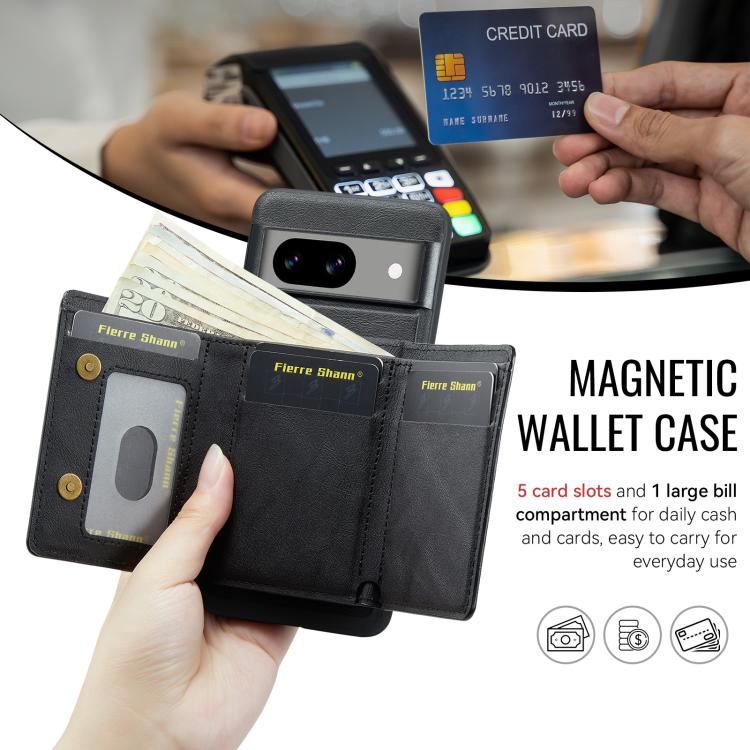 For Google Pixel 7 Fierre Shann 2 in 1 Holder RFID Card Slot Wallet MagSafe Phone Case(Black) - free shipping - PMC TechLife - Order now!