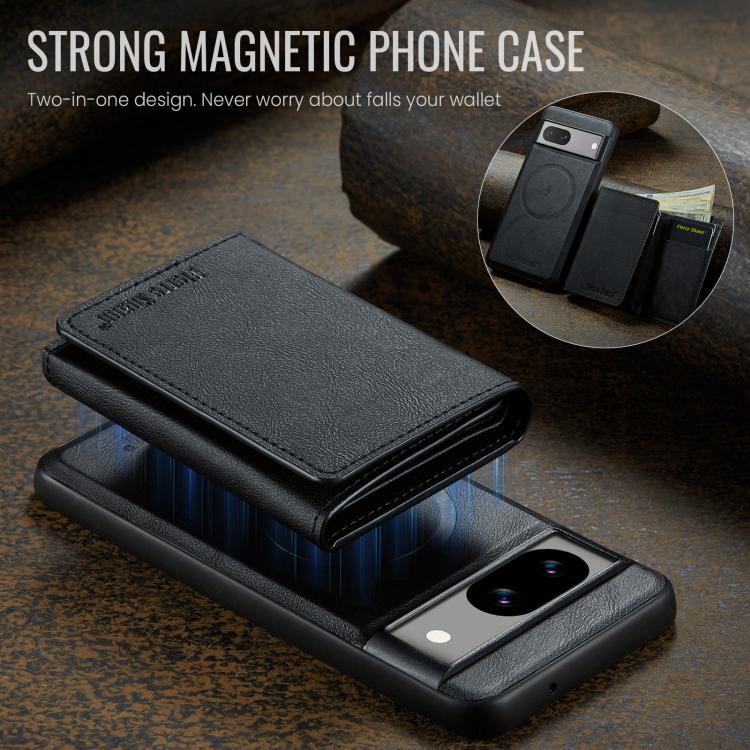 For Google Pixel 7 Fierre Shann 2 in 1 Holder RFID Card Slot Wallet MagSafe Phone Case(Black) - free shipping - PMC TechLife - Order now!