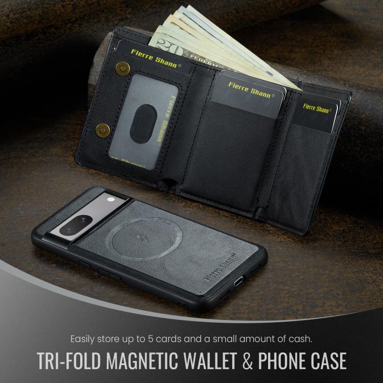 For Google Pixel 7 Fierre Shann 2 in 1 Holder RFID Card Slot Wallet MagSafe Phone Case(Black) - free shipping - PMC TechLife - Order now!