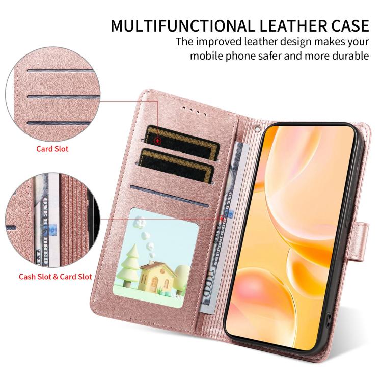 For Motorola Moto G05 / E15 Embossed Heart Dog RFID Blocking Wallet Leather Phone Case(Rose Gold) - free shipping - PMC TechLife - Order now!