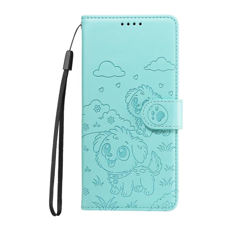 For Motorola Moto G56 5G / G66j Embossed Heart Dog RFID Blocking Wallet Leather Phone Case(Green) - free shipping - PMC TechLife - Order now!
