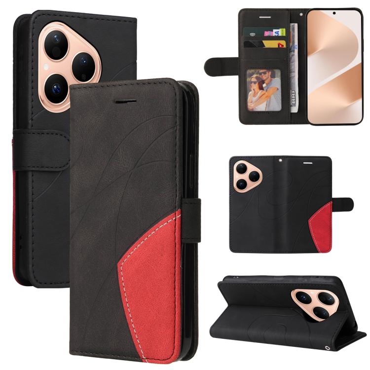 For Huawei Pura 80 5G Dual-color Splicing Flip Leather Phone Case(Black) - free shipping - PMC TechLife - Order now!