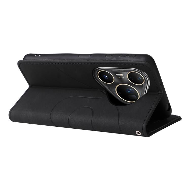 For Huawei Pura 80 Ultra 5G Dual-color Splicing Flip Leather Phone Case(Black) - free shipping - PMC TechLife - Order now!