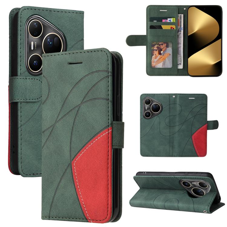 For Huawei Pura 80 Ultra 5G Dual-color Splicing Flip Leather Phone Case(Green) - free shipping - PMC TechLife - Order now!