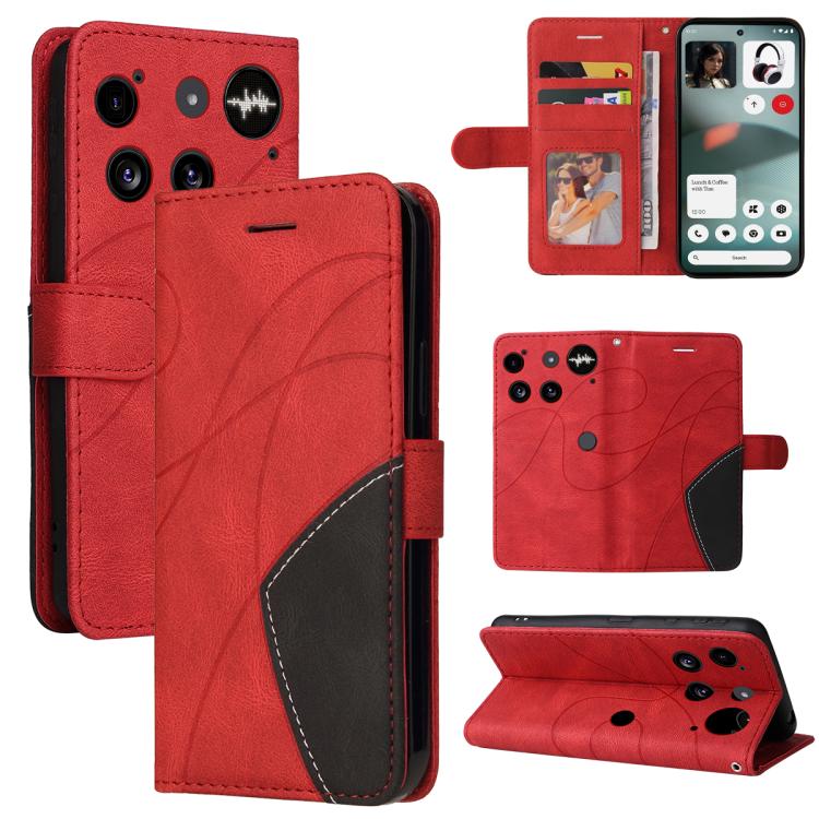 For Nothing Phone 3 Dual-color Splicing Flip Leather Phone Case(Red) - free shipping - PMC TechLife - Order now!