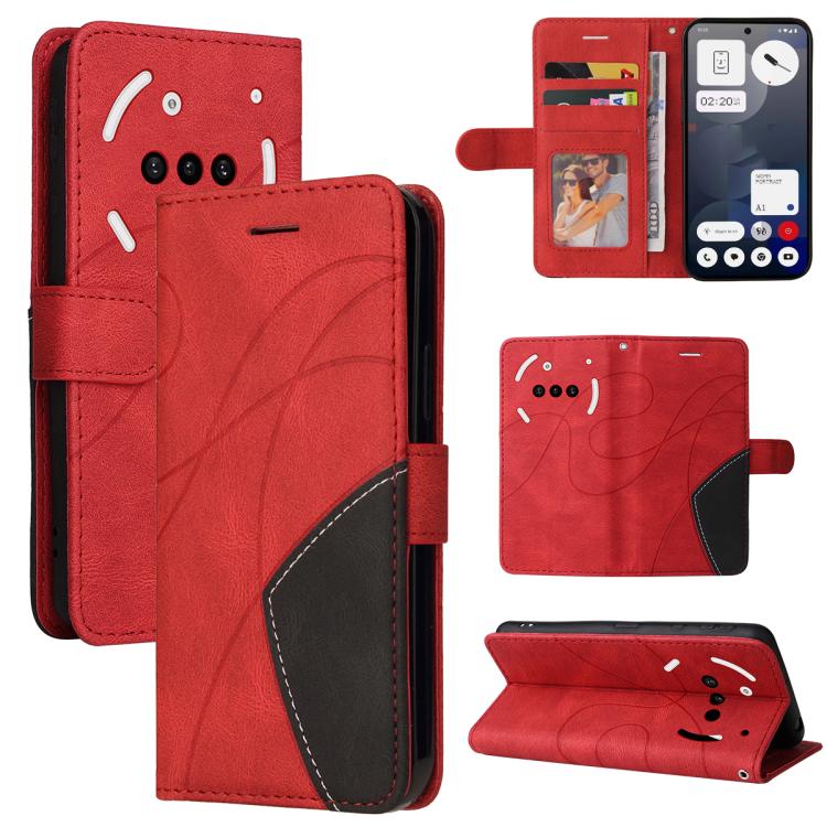 For Nothing Phone 3A Dual-color Splicing Flip Leather Phone Case(Red) - free shipping - PMC TechLife - Order now!