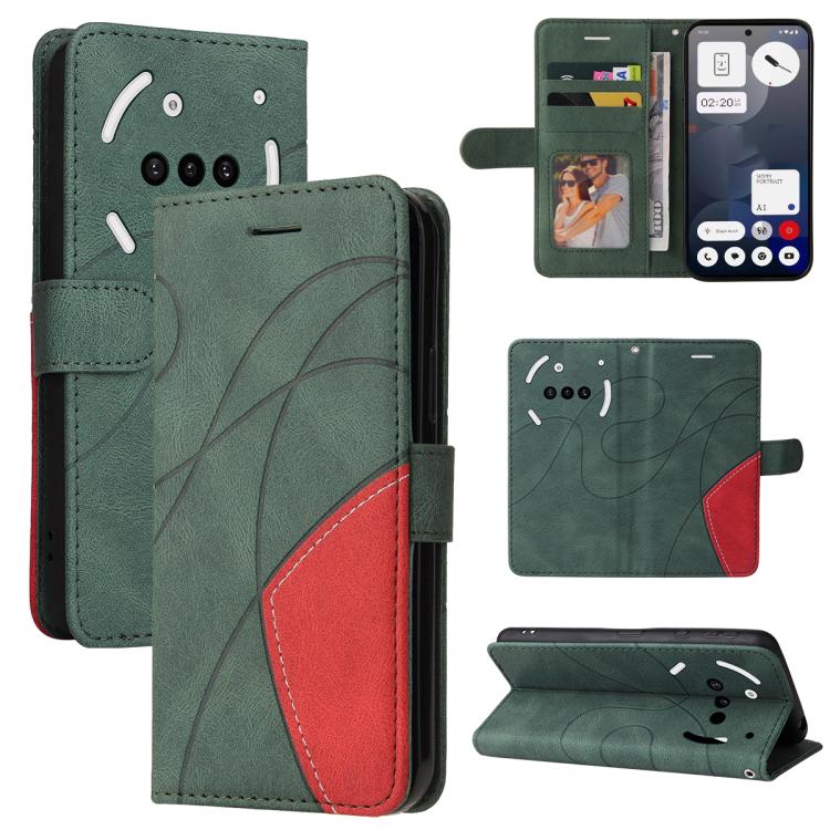 For Nothing Phone 3A Dual-color Splicing Flip Leather Phone Case(Green) - free shipping - PMC TechLife - Order now!