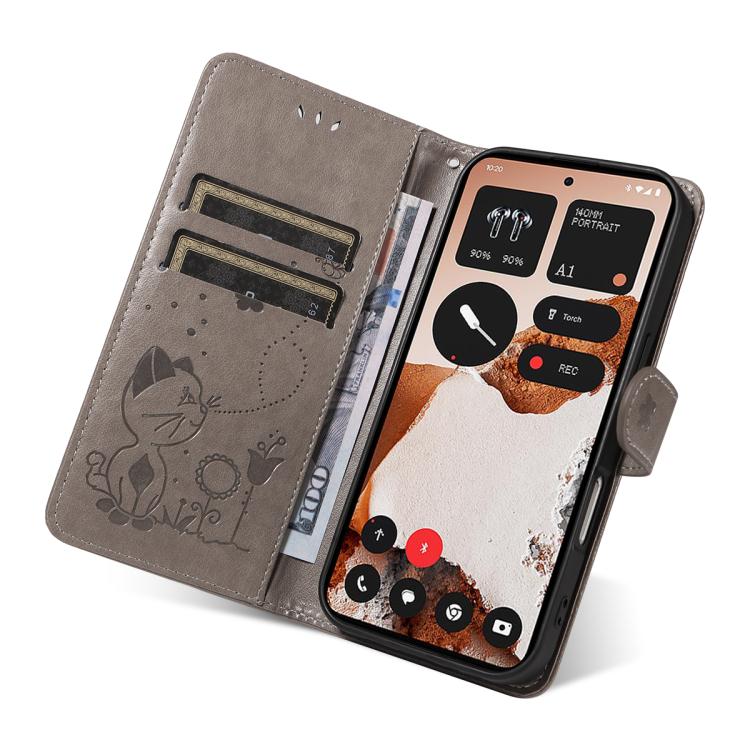 For Nothing CMF Phone 2 Pro Cat and Bee Embossed Flip Leather Phone Case(Grey) - free shipping - PMC TechLife - Order now!