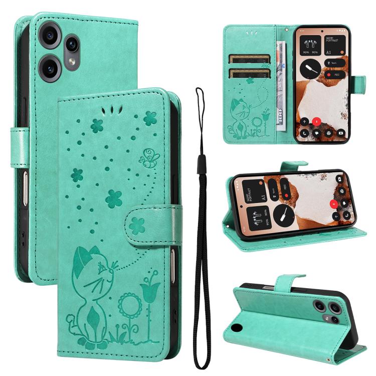 For Nothing CMF Phone 2 Pro Cat and Bee Embossed Flip Leather Phone Case(Green) - free shipping - PMC TechLife - Order now!