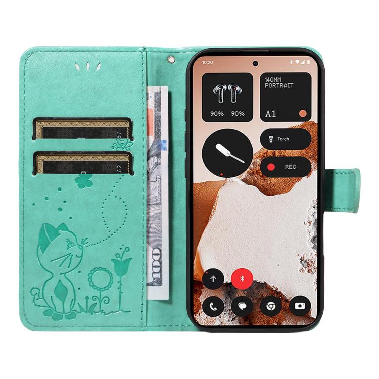 For Nothing CMF Phone 2 Pro Cat and Bee Embossed Flip Leather Phone Case(Green) - free shipping - PMC TechLife - Order now!