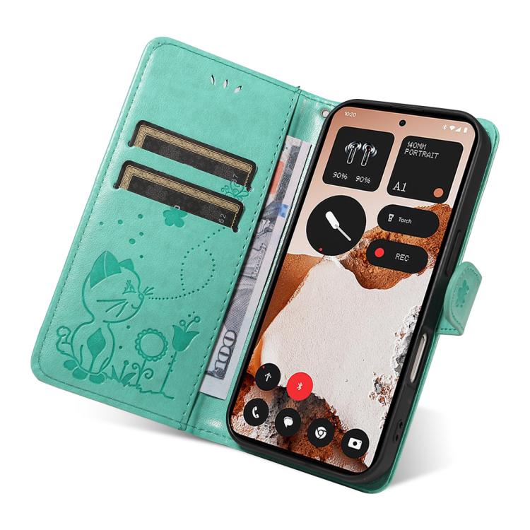 For Nothing CMF Phone 2 Pro Cat and Bee Embossed Flip Leather Phone Case(Green) - free shipping - PMC TechLife - Order now!