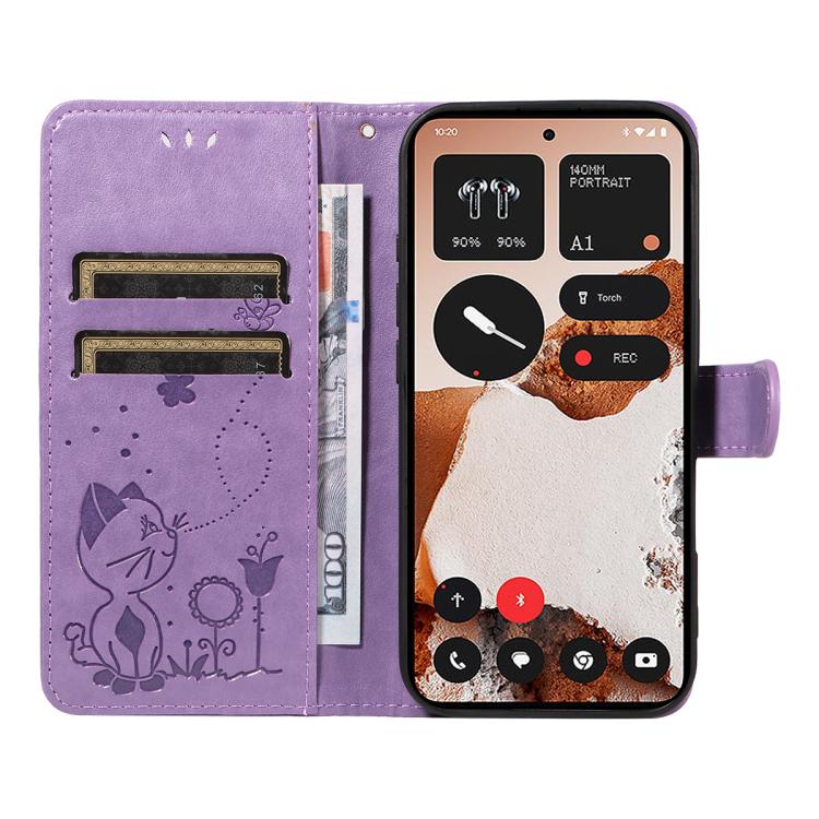 For Nothing CMF Phone 2 Pro Cat and Bee Embossed Flip Leather Phone Case(Purple) - free shipping - PMC TechLife - Order now!