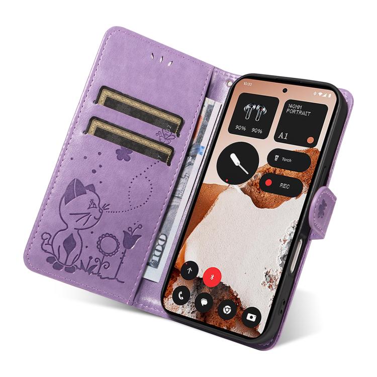 For Nothing CMF Phone 2 Pro Cat and Bee Embossed Flip Leather Phone Case(Purple) - free shipping - PMC TechLife - Order now!