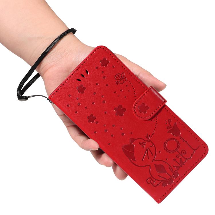 For Nothing Phone 3 Cat and Bee Embossed Flip Leather Phone Case(Red) - free shipping - PMC TechLife - Order now!