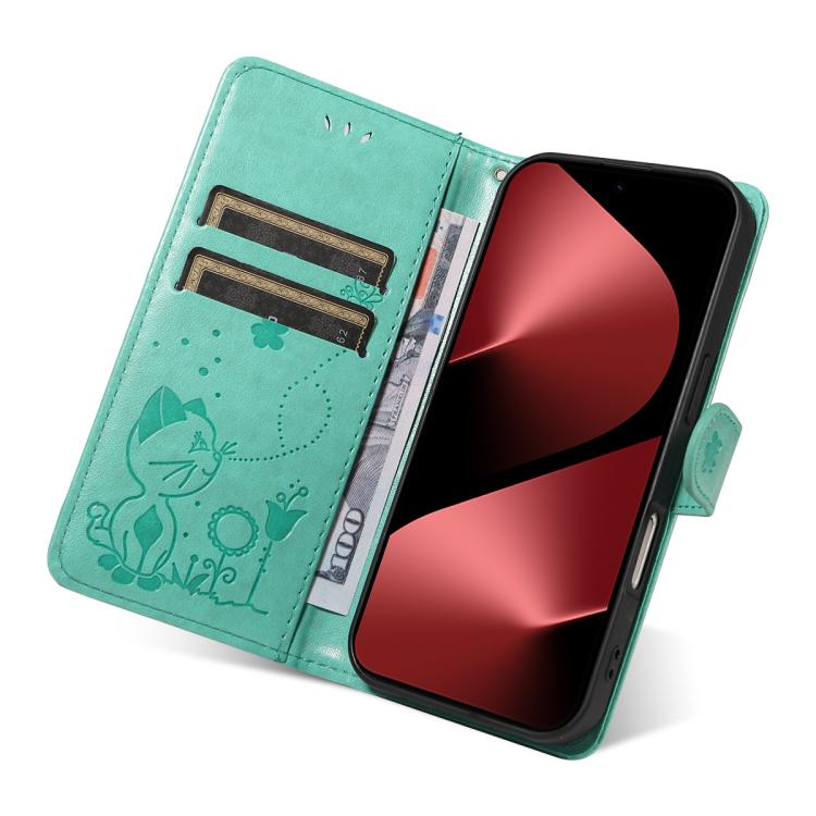 For Huawei Pura 80 Pro 5G Cat and Bee Embossed Flip Leather Phone Case(Green) - free shipping - PMC TechLife - Order now!