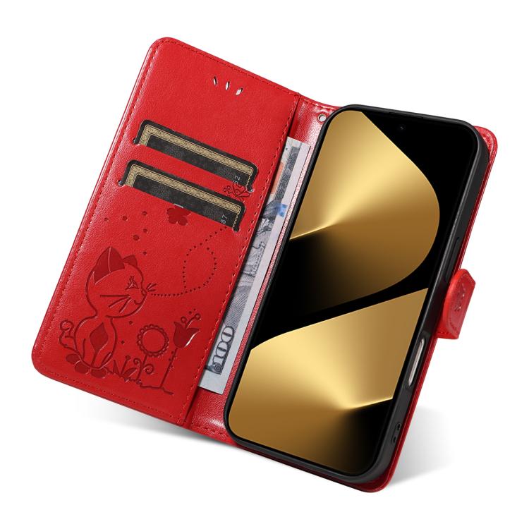 For Huawei Pura 80 Ultra 5G Cat and Bee Embossed Flip Leather Phone Case(Red) - free shipping - PMC TechLife - Order now!