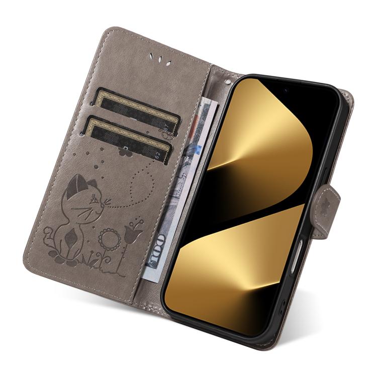 For Huawei Pura 80 Ultra 5G Cat and Bee Embossed Flip Leather Phone Case(Grey) - free shipping - PMC TechLife - Order now!