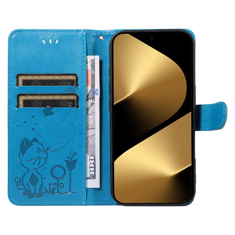 For Huawei Pura 80 Ultra 5G Cat and Bee Embossed Flip Leather Phone Case(Blue) - free shipping - PMC TechLife - Order now!